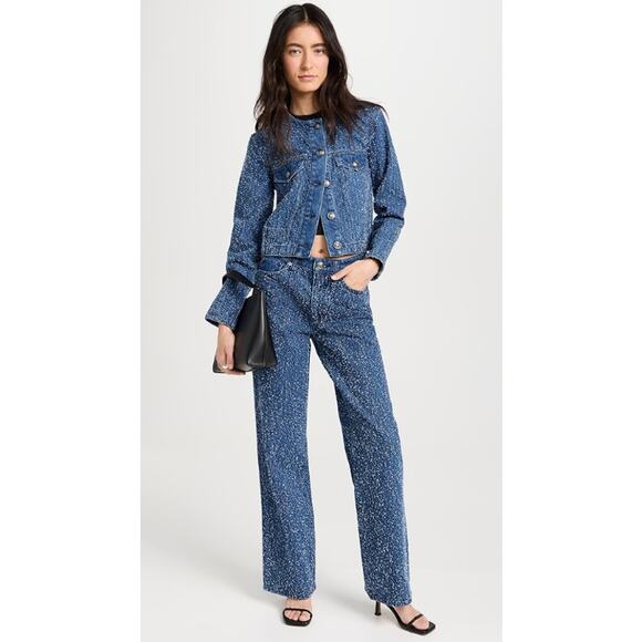 Rag Bone Jeans Women 26 The Logan Mid Tweed Mid Rise Wide Leg Speckled Blue - Picture 1 of 16